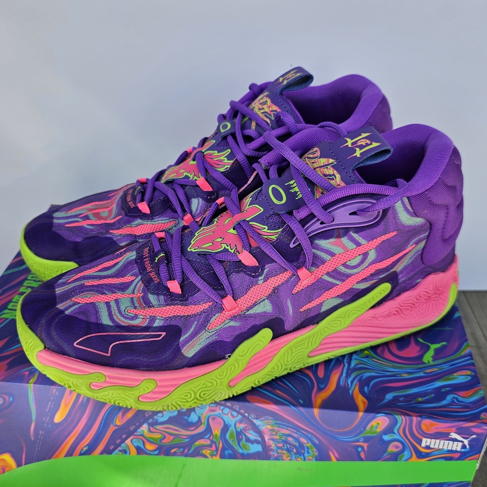 Puma LaMelo Toxic Purple Glimmer-Green Gecko Sneakers